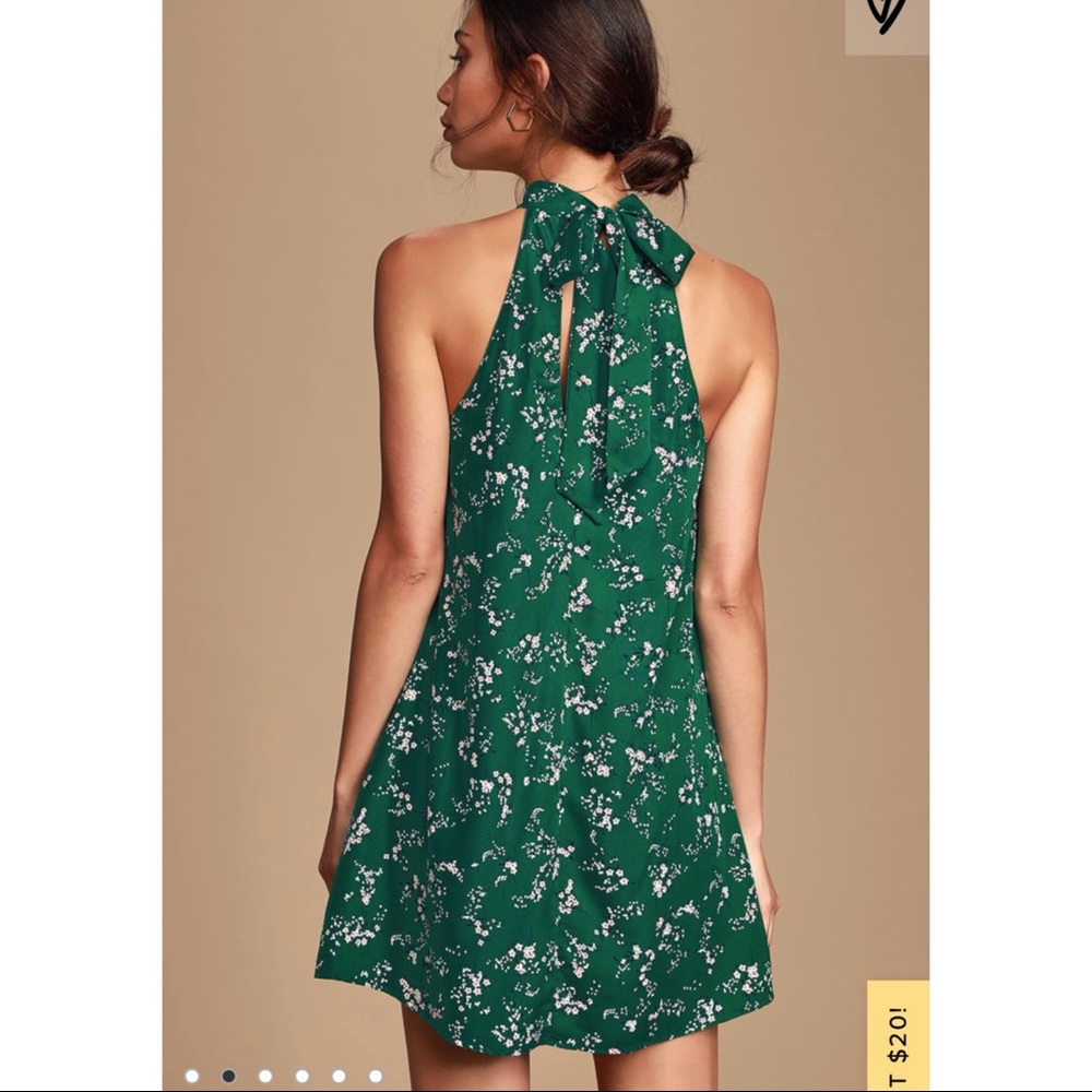 Lulu’s Green Floral Print Swing Dress